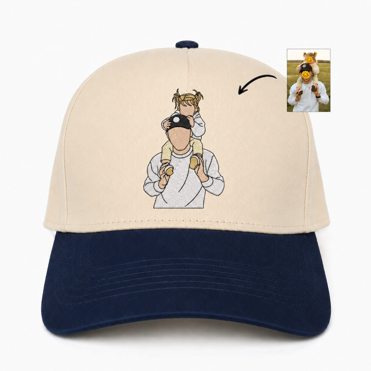 Custom Embroidered Portrait Snapback Hat – Personalized Photo Gift Cap