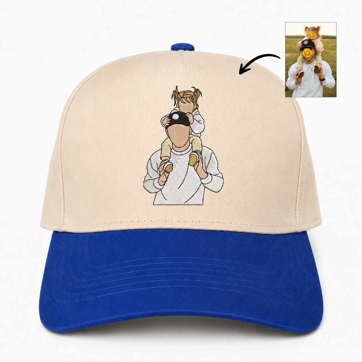 Custom Embroidered Portrait Snapback Hat – Personalized Photo Gift Cap