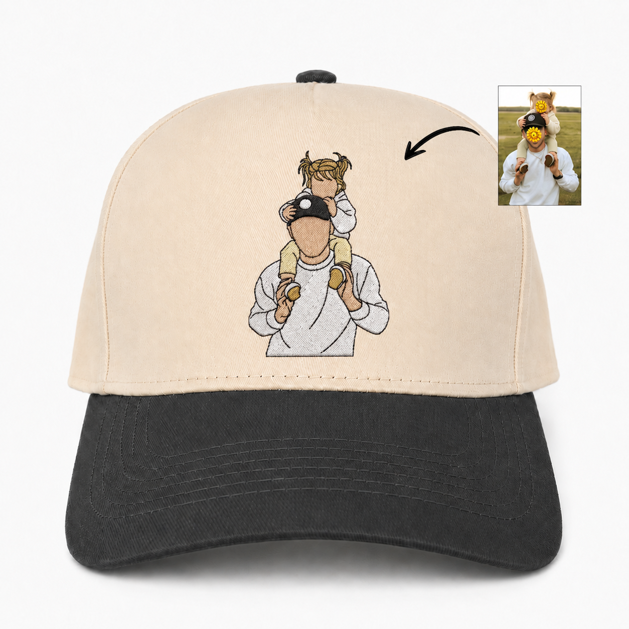 Custom Embroidered Portrait Snapback Hat – Personalized Photo Gift Cap