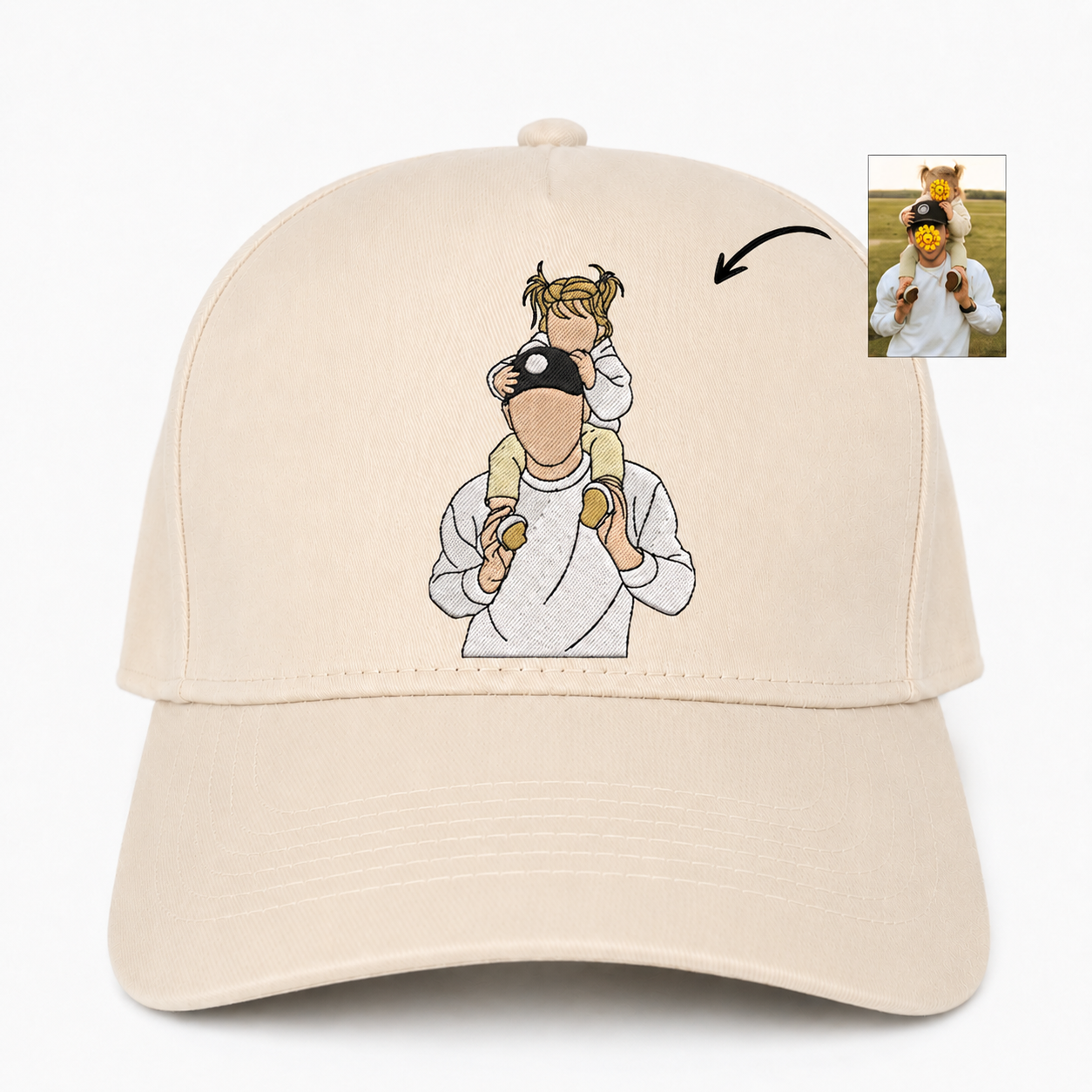Custom Embroidered Portrait Snapback Hat – Personalized Photo Gift Cap