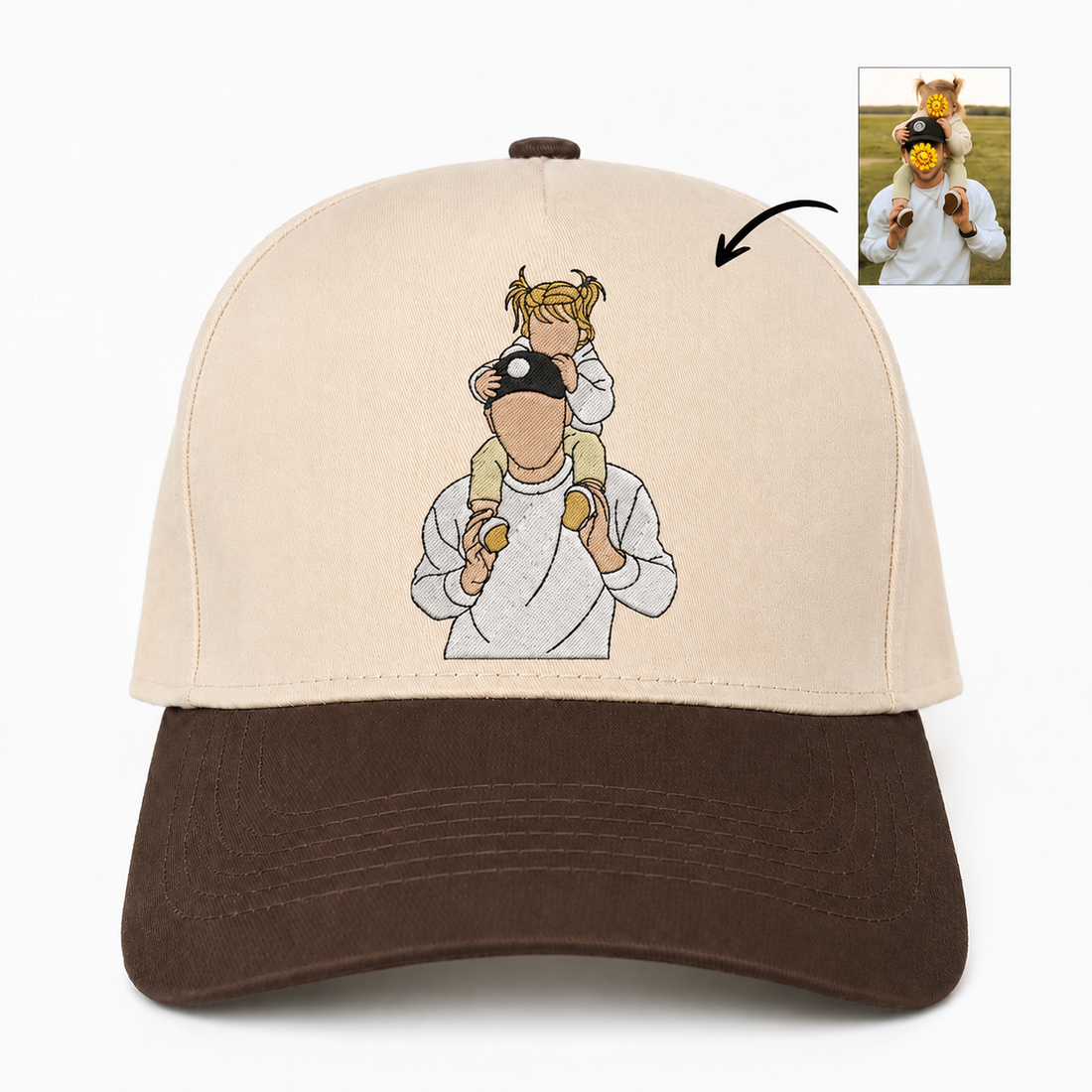 Custom Embroidered Portrait Snapback Hat – Personalized Photo Gift Cap