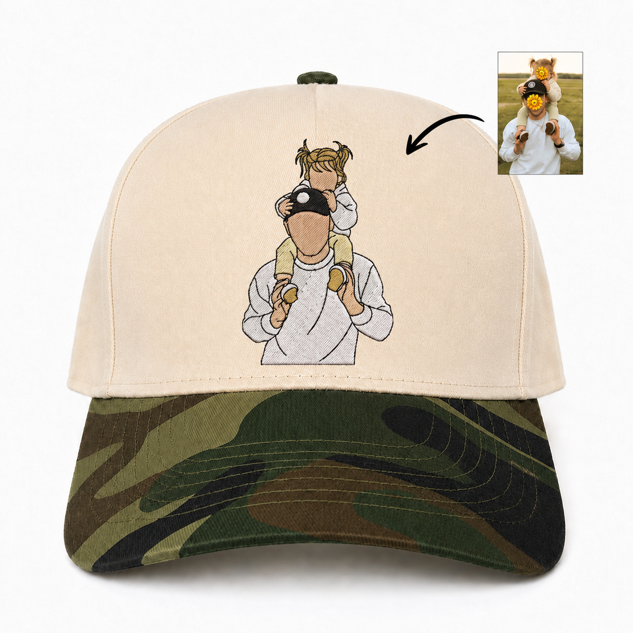 Custom Embroidered Portrait Snapback Hat – Personalized Photo Gift Cap