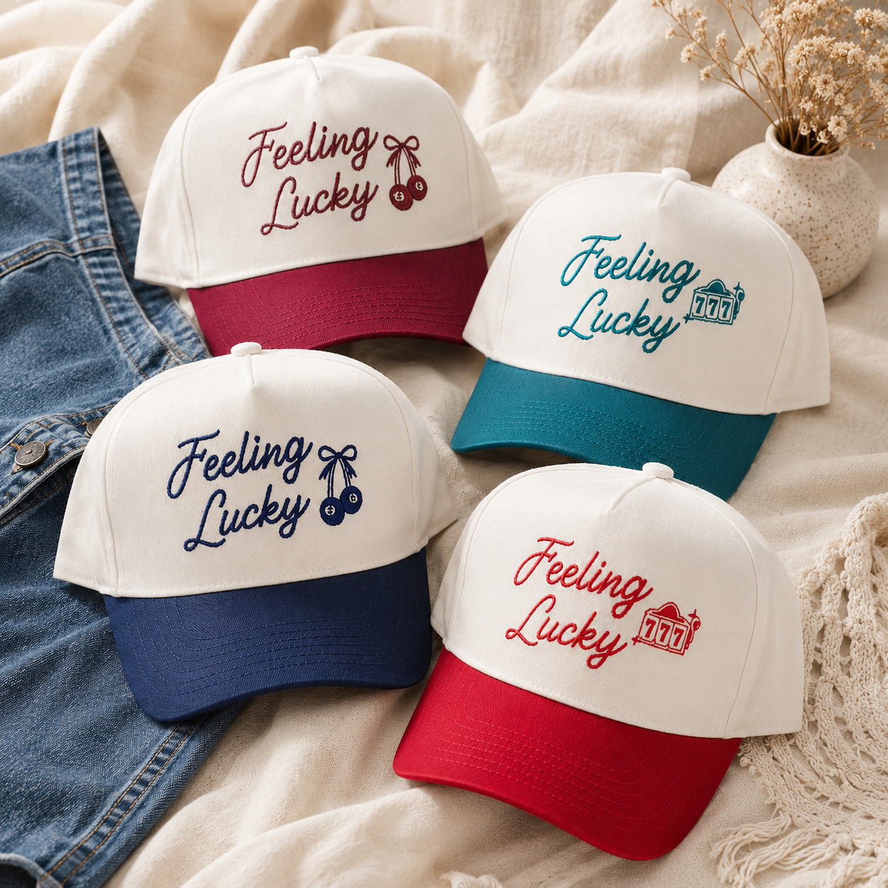 Custom Embroidered Trucker Hats for Wedding and Bachelorette Favors