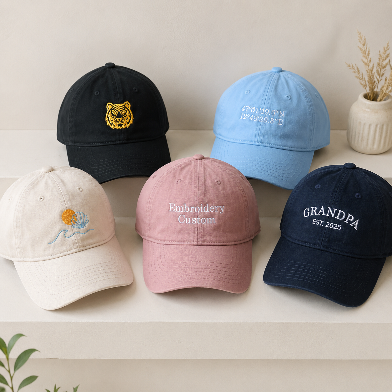 Custom Logo Baseball Hat With Personalized Embroidered Text