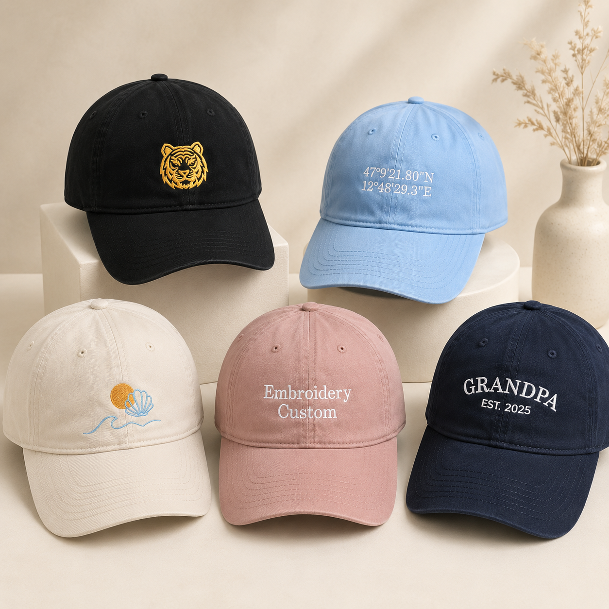 Custom Logo Baseball Hat With Personalized Embroidered Text