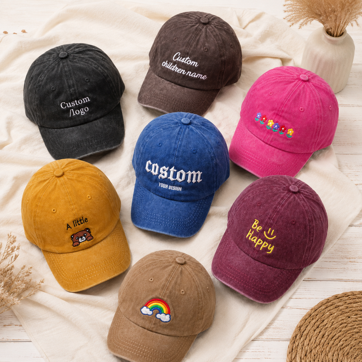 Custom Logo Baseball Hat With Personalized Embroidered Text