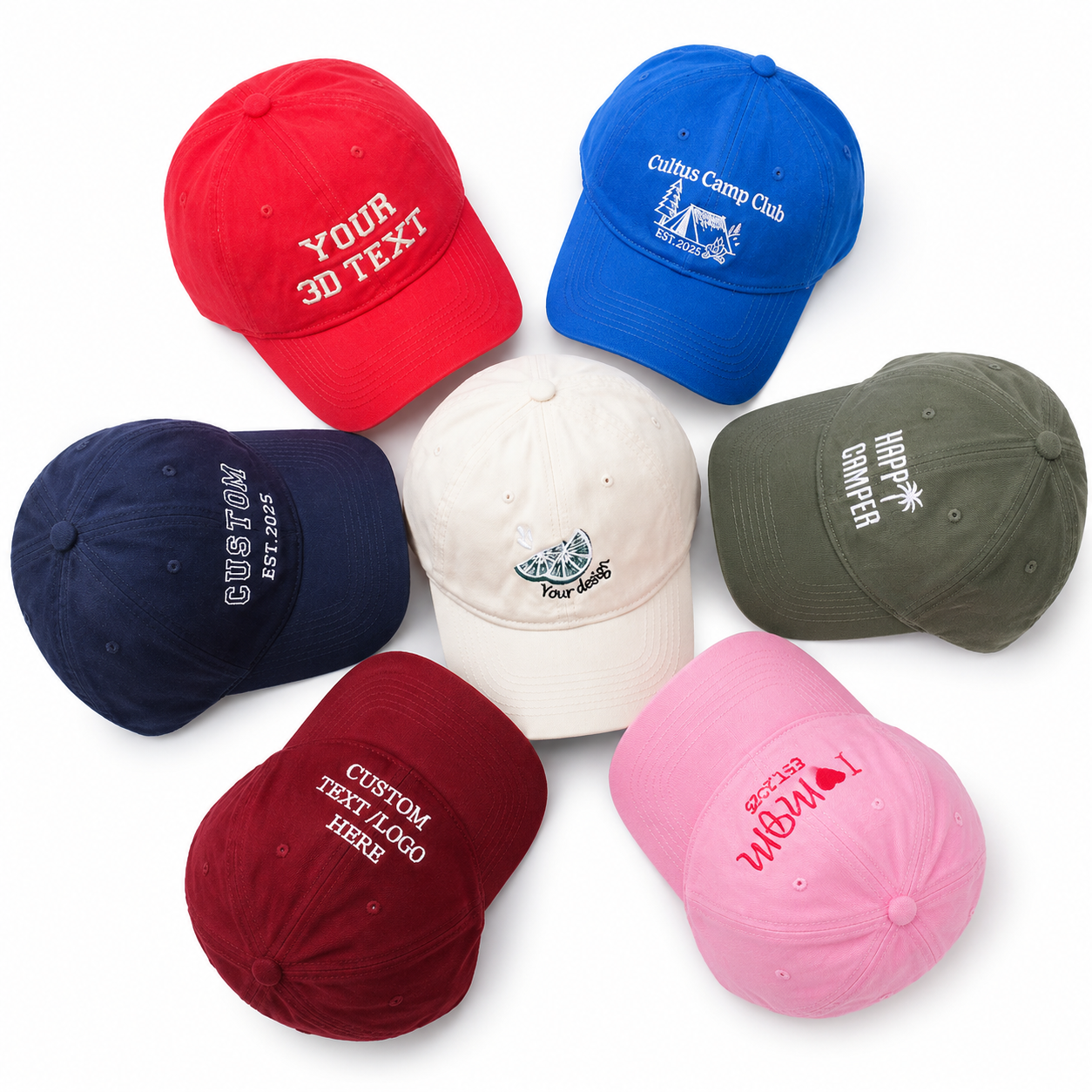 Custom Logo Baseball Hat With Personalized Embroidered Text