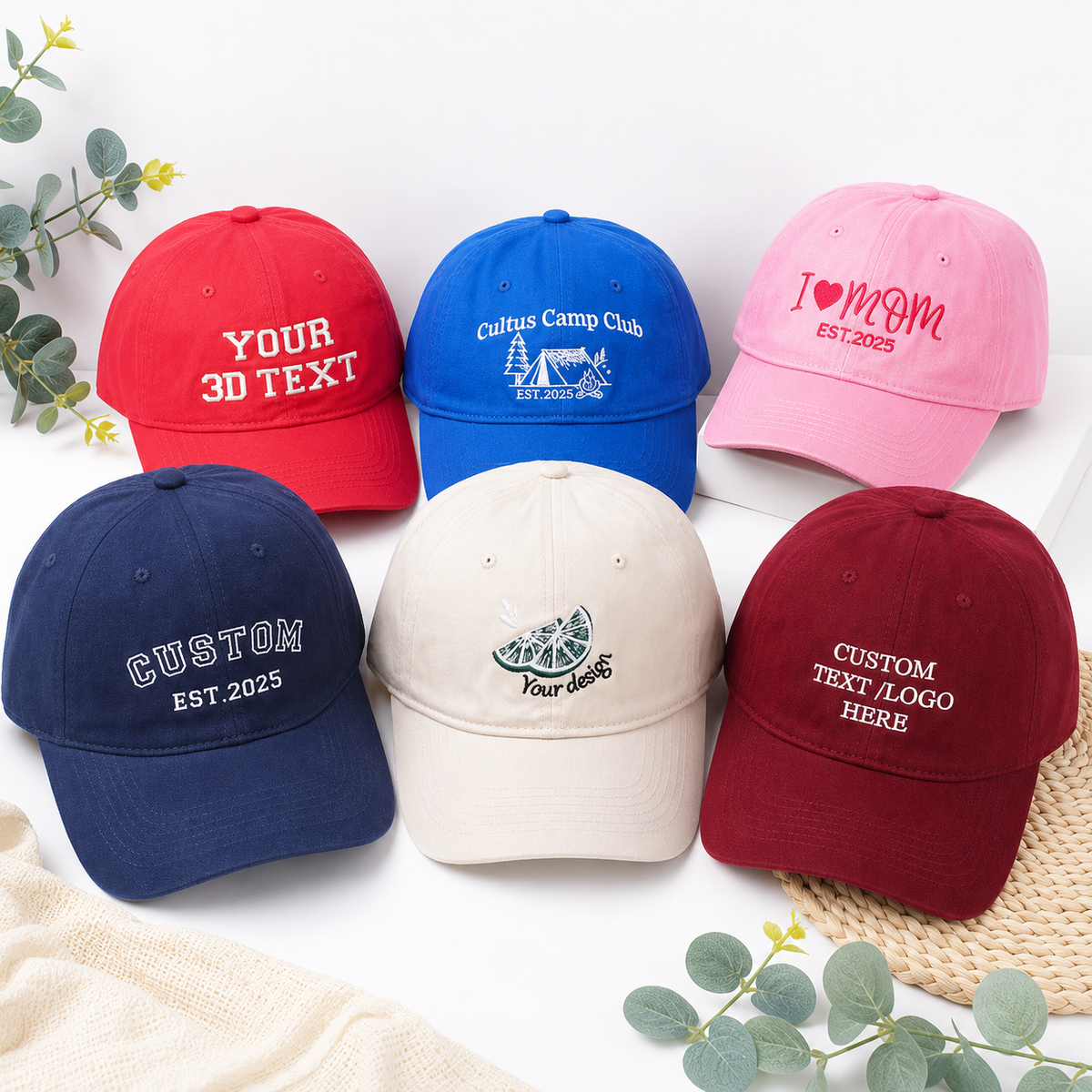 Custom Logo Baseball Hat for Clubs and Wedding Parties