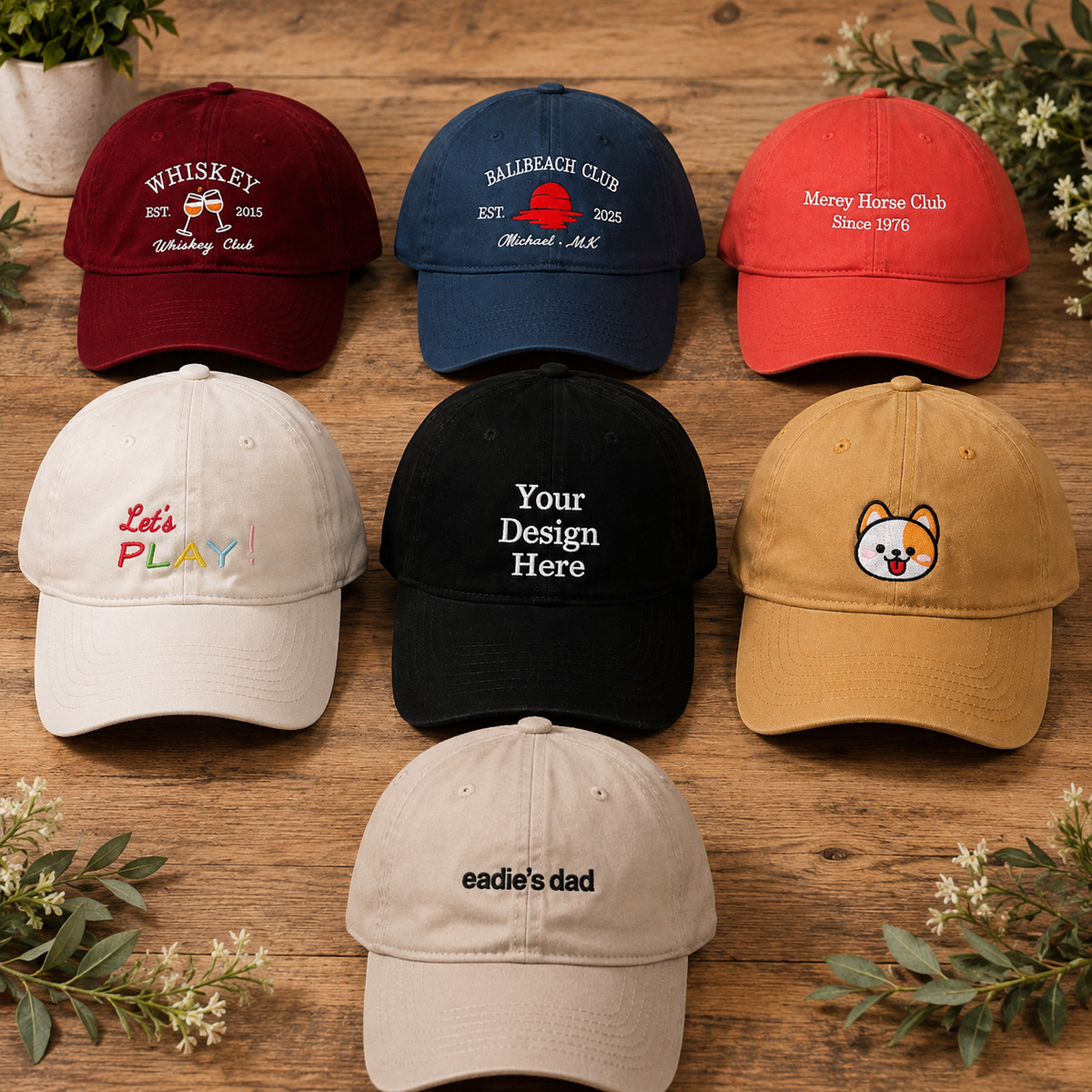 Custom Logo Baseball Hat for Clubs and Wedding Parties