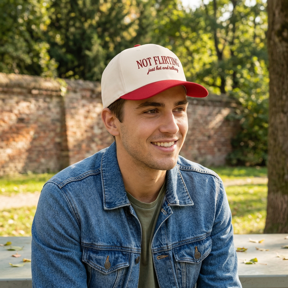 Custom Not Flirting Just Hot & Talking Embroidered Snapback Hat