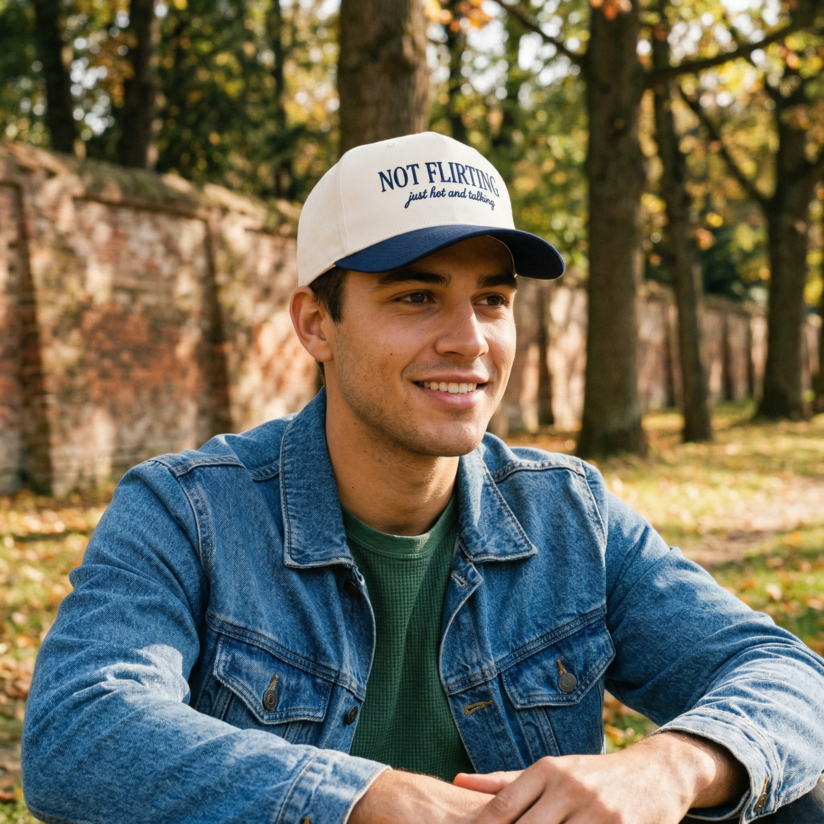 Custom Not Flirting Just Hot & Talking Embroidered Snapback Hat