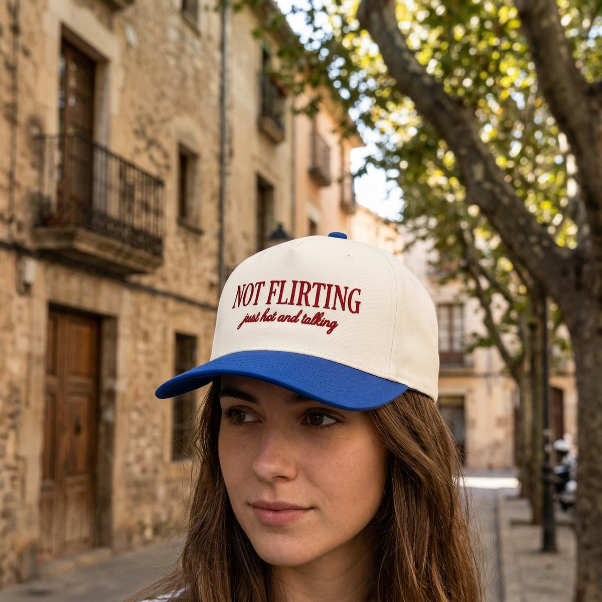 Custom Not Flirting Just Hot & Talking Embroidered Snapback Hat