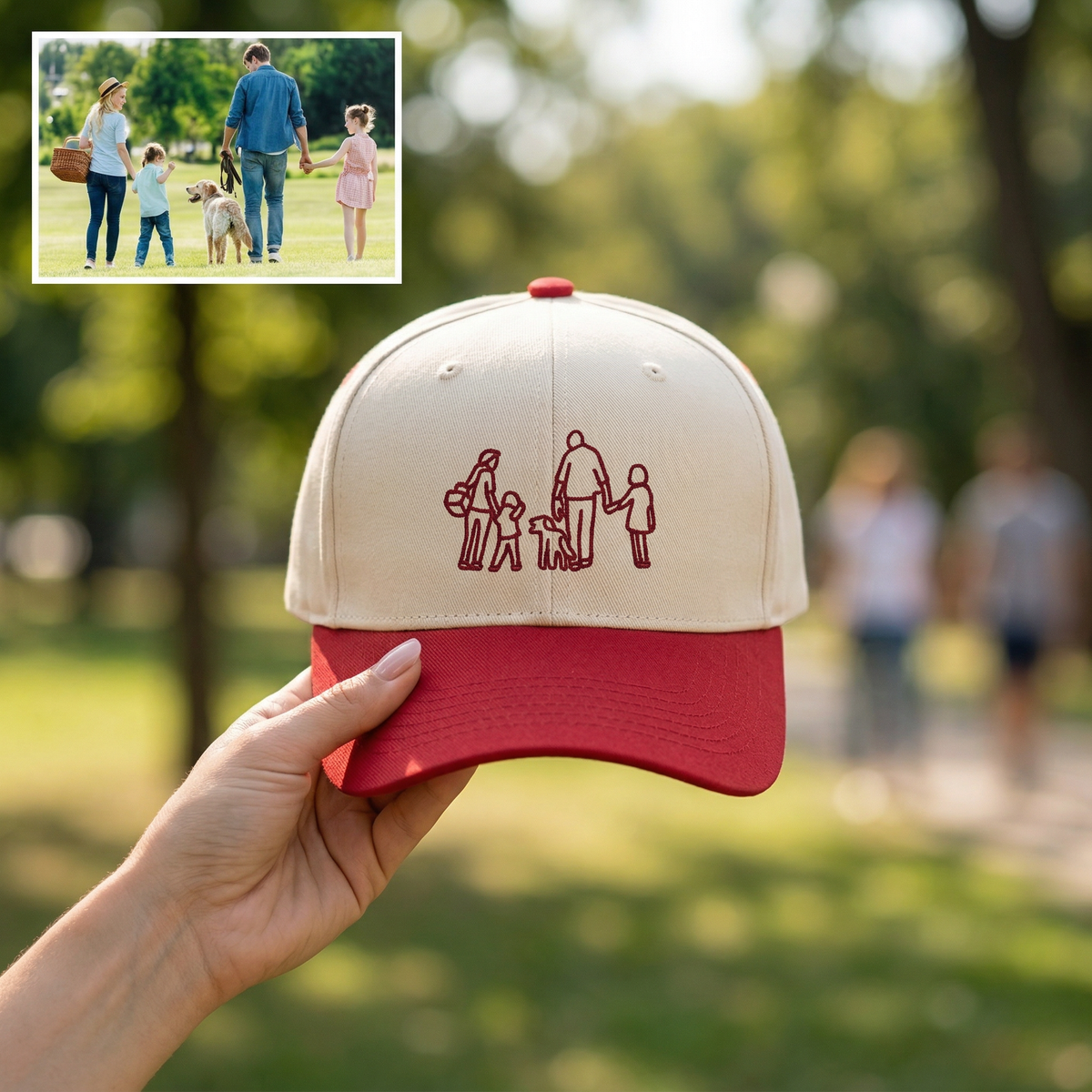 Custom Portrait Snapback Hat – Embroidered Photo Outline