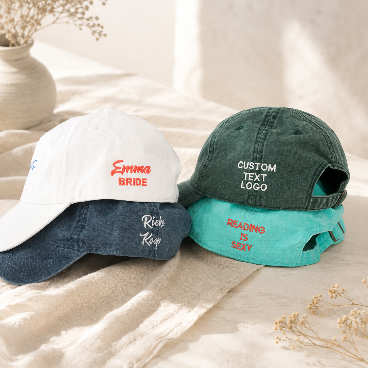 Custom Side Embroidered Cap With Personalized Name or Text