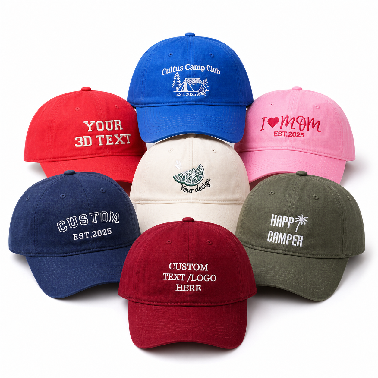 Custom Side Embroidered Cap With Personalized Name or Text