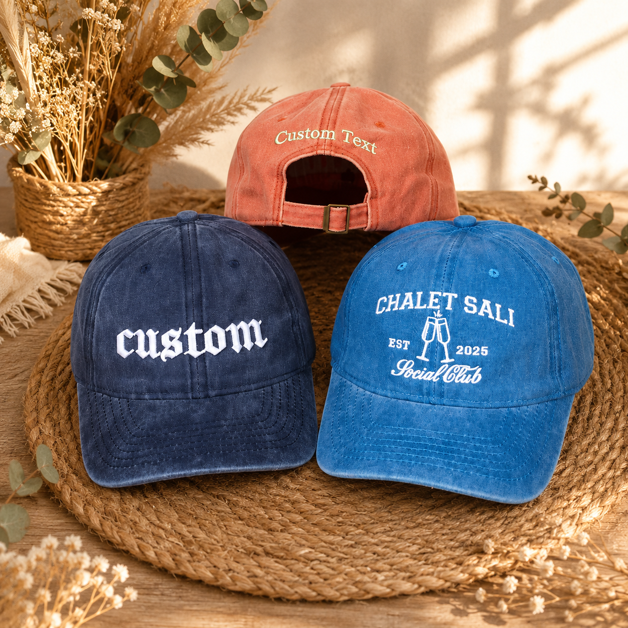 Custom Side Embroidered Cap With Personalized Name or Text