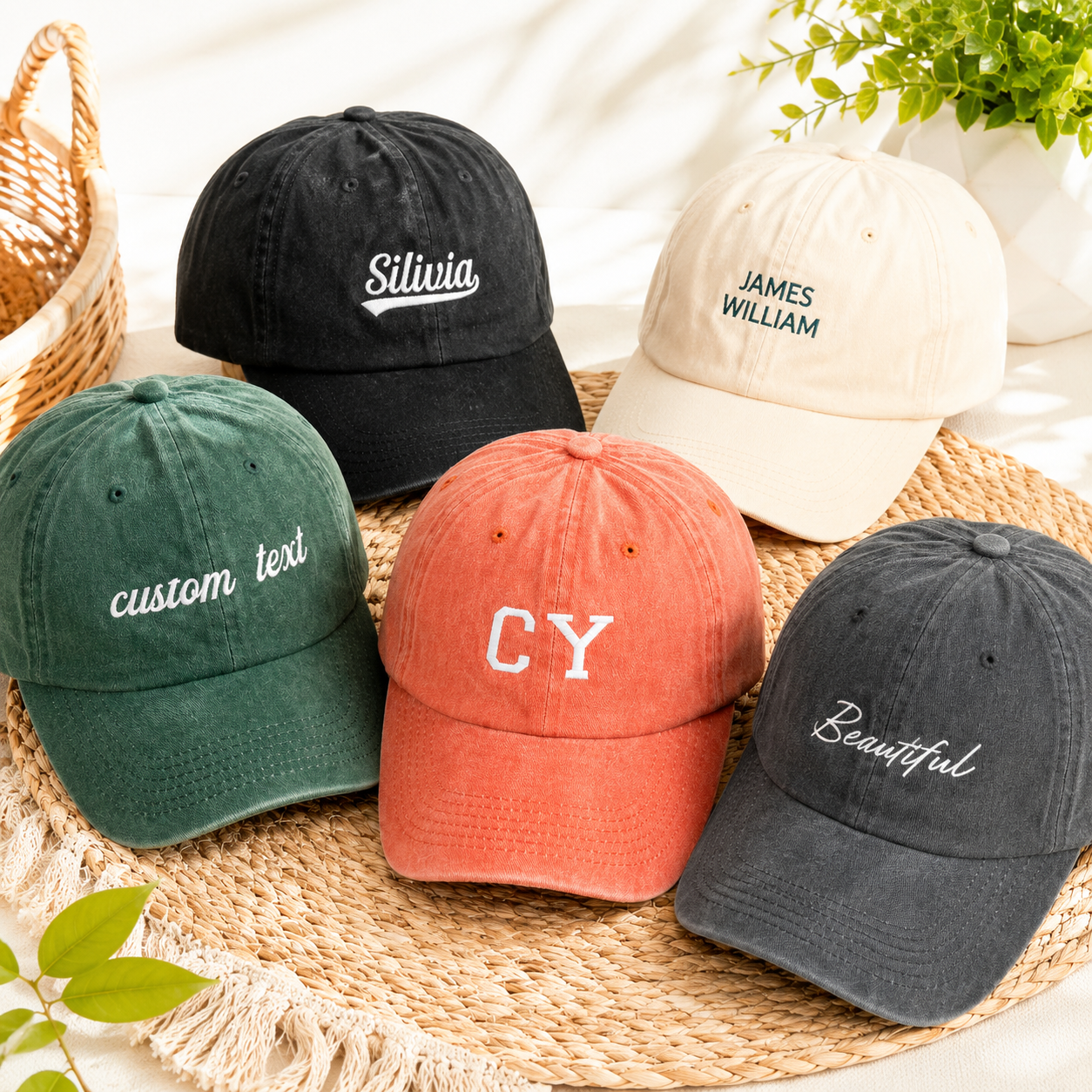 Custom Side Embroidered Cap With Personalized Name or Text