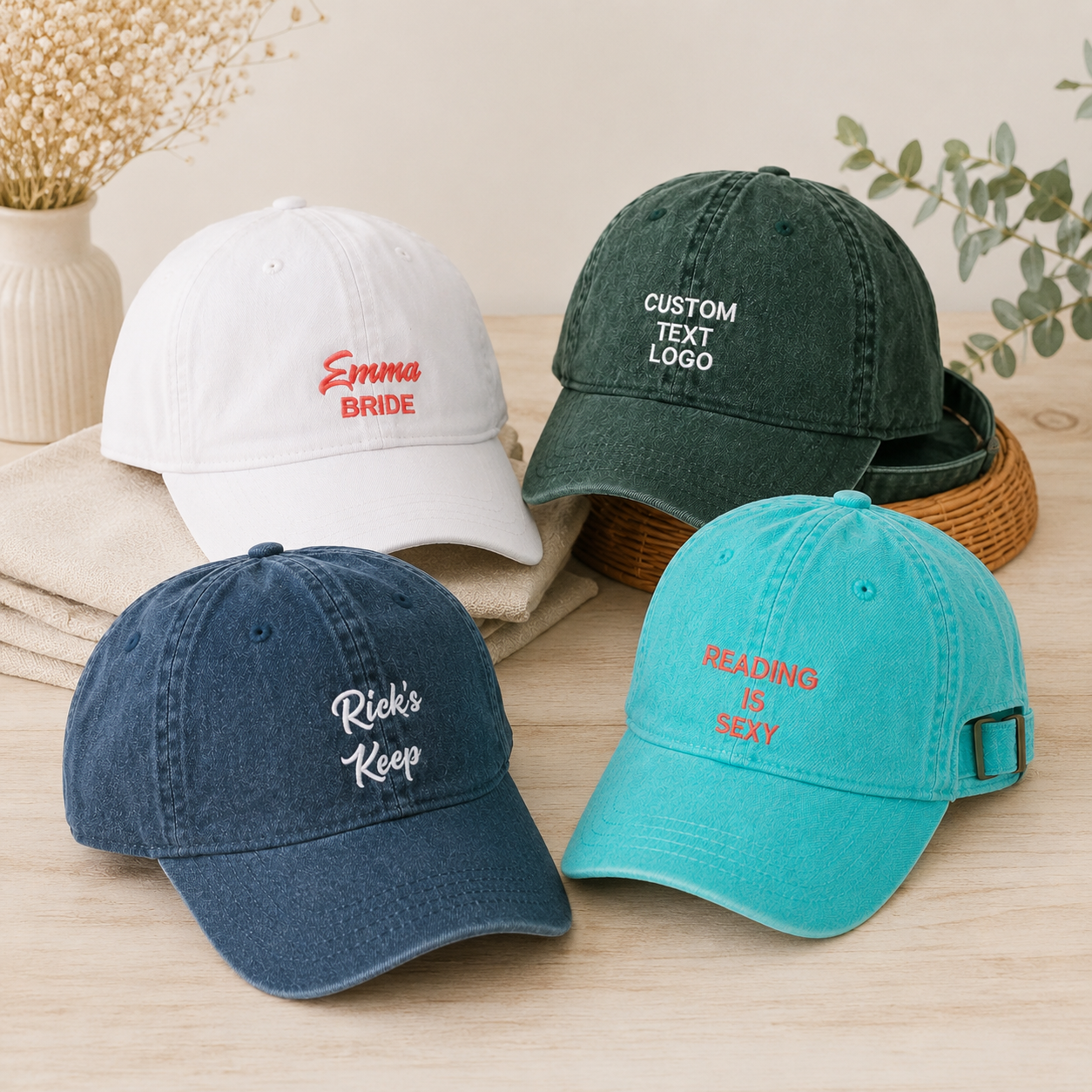 Custom Side Embroidered Cap With Personalized Name or Text