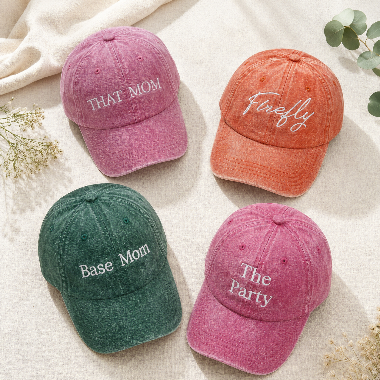 Custom Side Embroidered Cap With Personalized Name or Text
