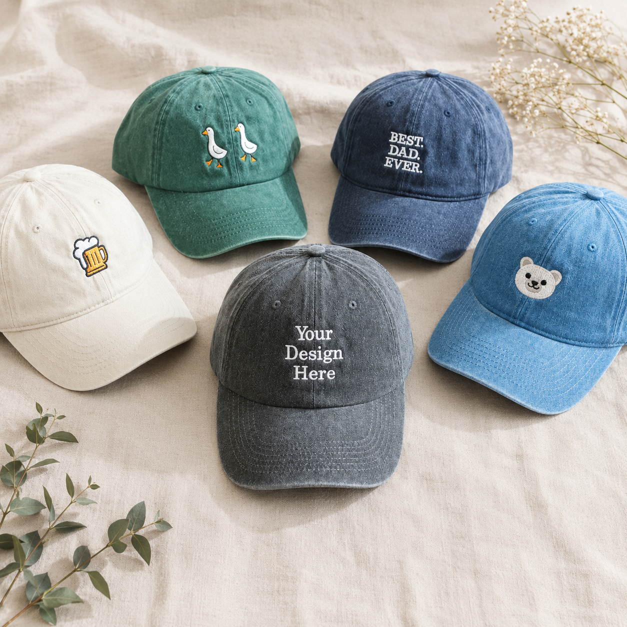 Custom Side Embroidered Cap With Personalized Name or Text
