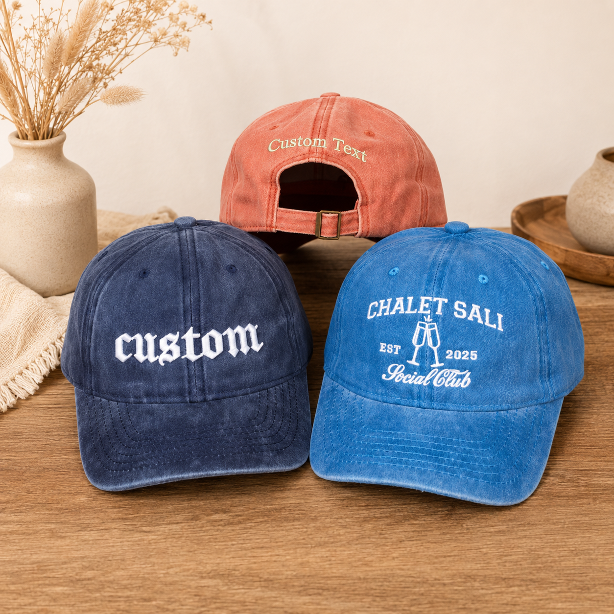 Custom Text Embroidered Dad Hat With Personalized Logo or Name