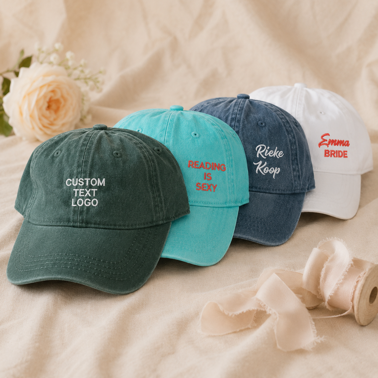 Custom Text Embroidered Dad Hat With Personalized Logo or Name