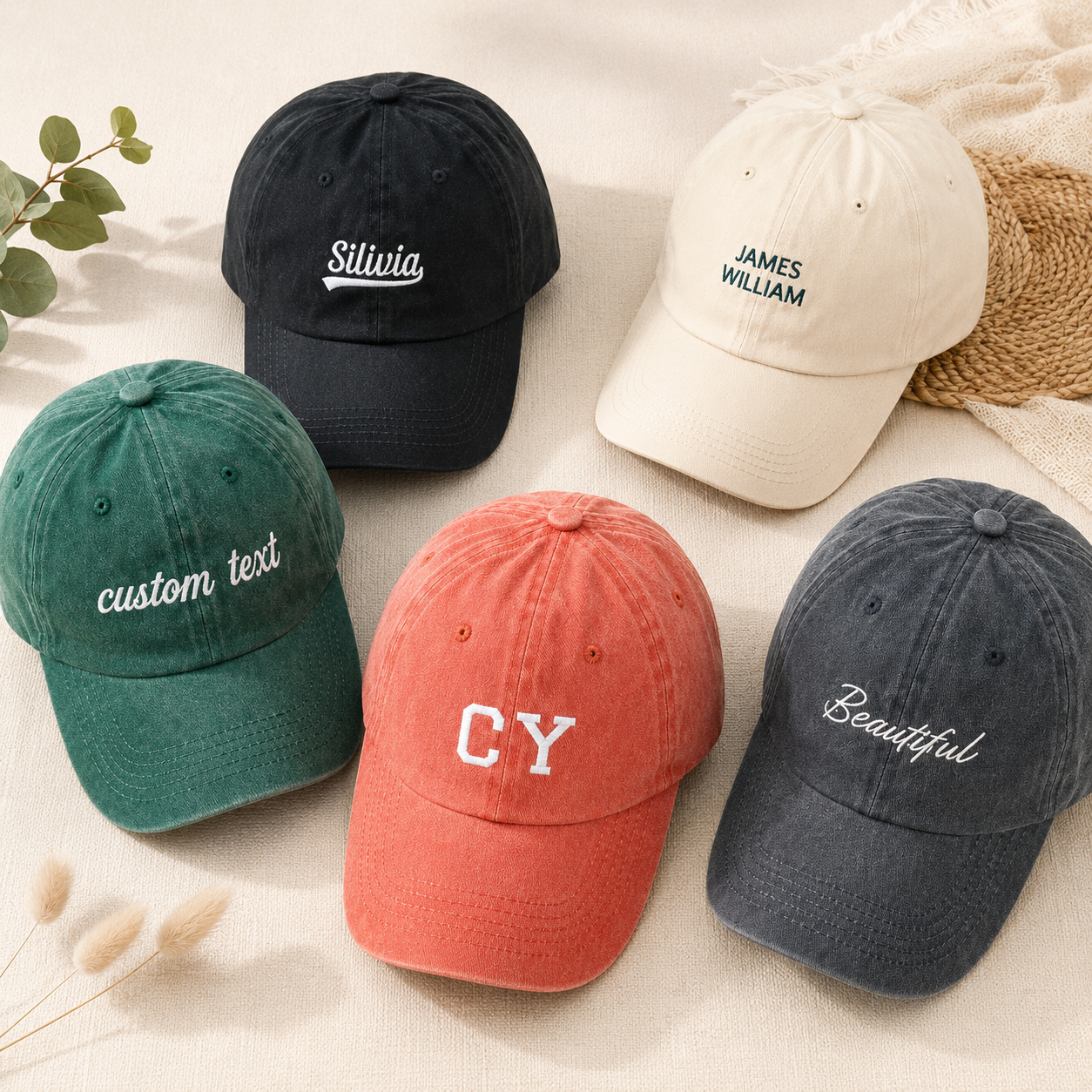 Custom Text Embroidered Dad Hat With Personalized Logo or Name