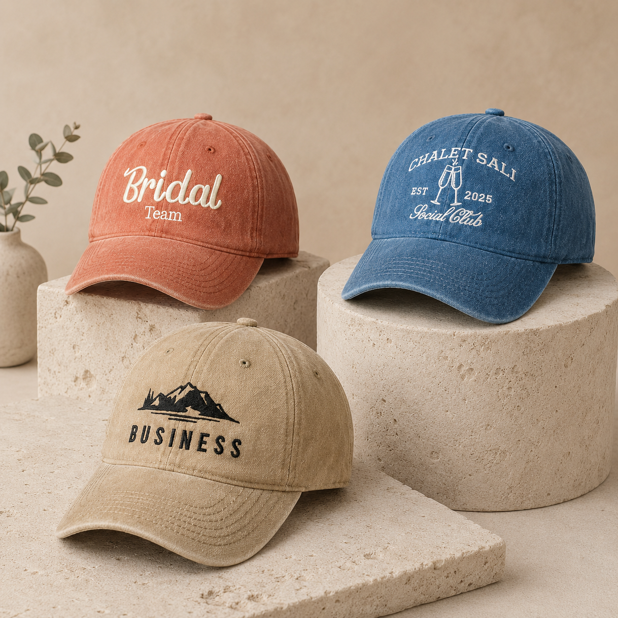 Custom Text Embroidered Dad Hat With Personalized Logo or Name