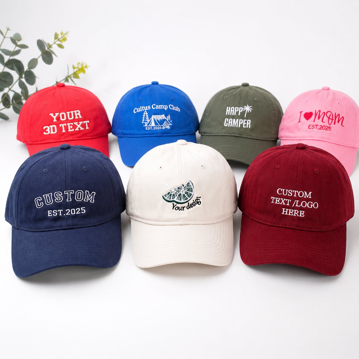 Custom Text Embroidered Hat With Personalized Logo