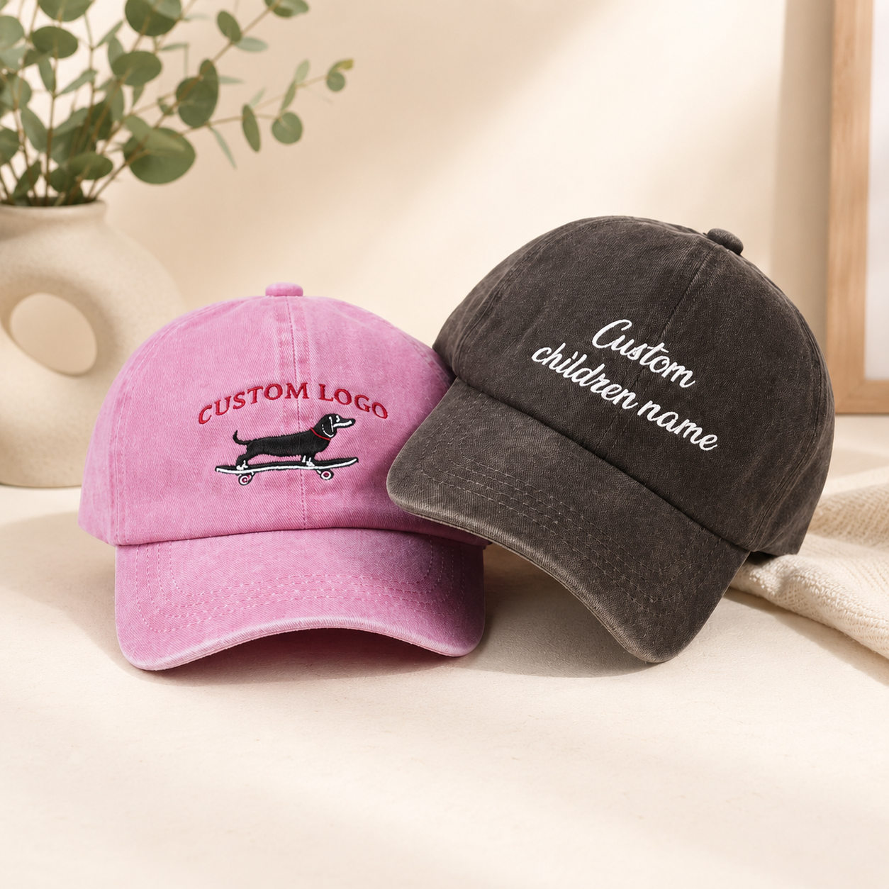 Custom Text Embroidered Hat With Personalized Logo