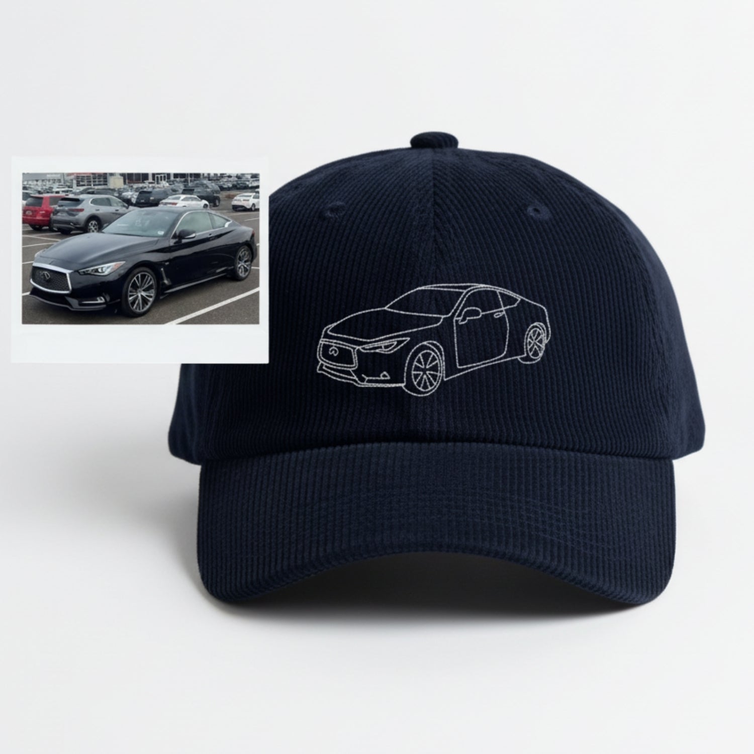 Custom Car Hat from Photo - Personalized Car Outline Embroidered Cap