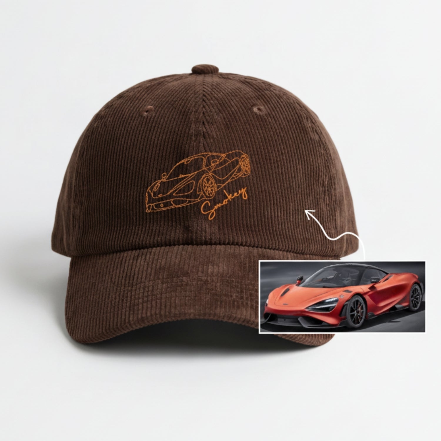 Custom Car Lover Hat - Personalized Car Outline Embroidered Cap