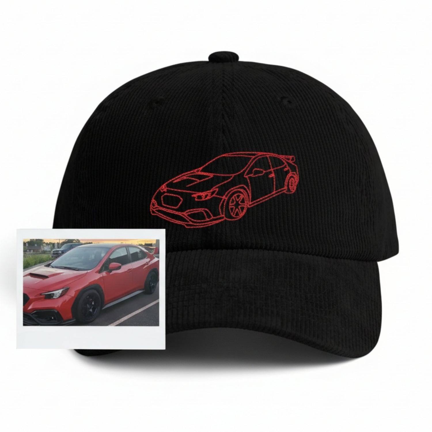 Custom Car Lover Hat - Personalized Car Outline Embroidered Cap
