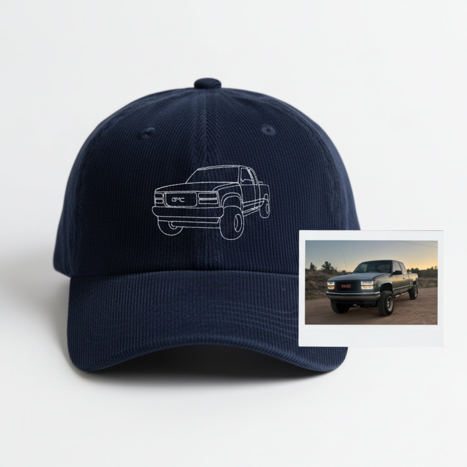 Custom Car Portrait Hat - Elegant Line Art Embroidered Cap