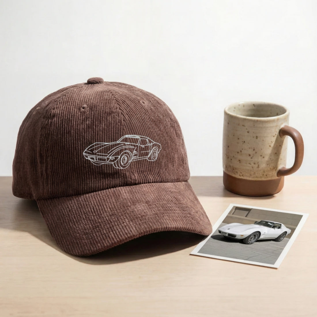 Custom Car Portrait Hat - Elegant Line Art Embroidered Cap