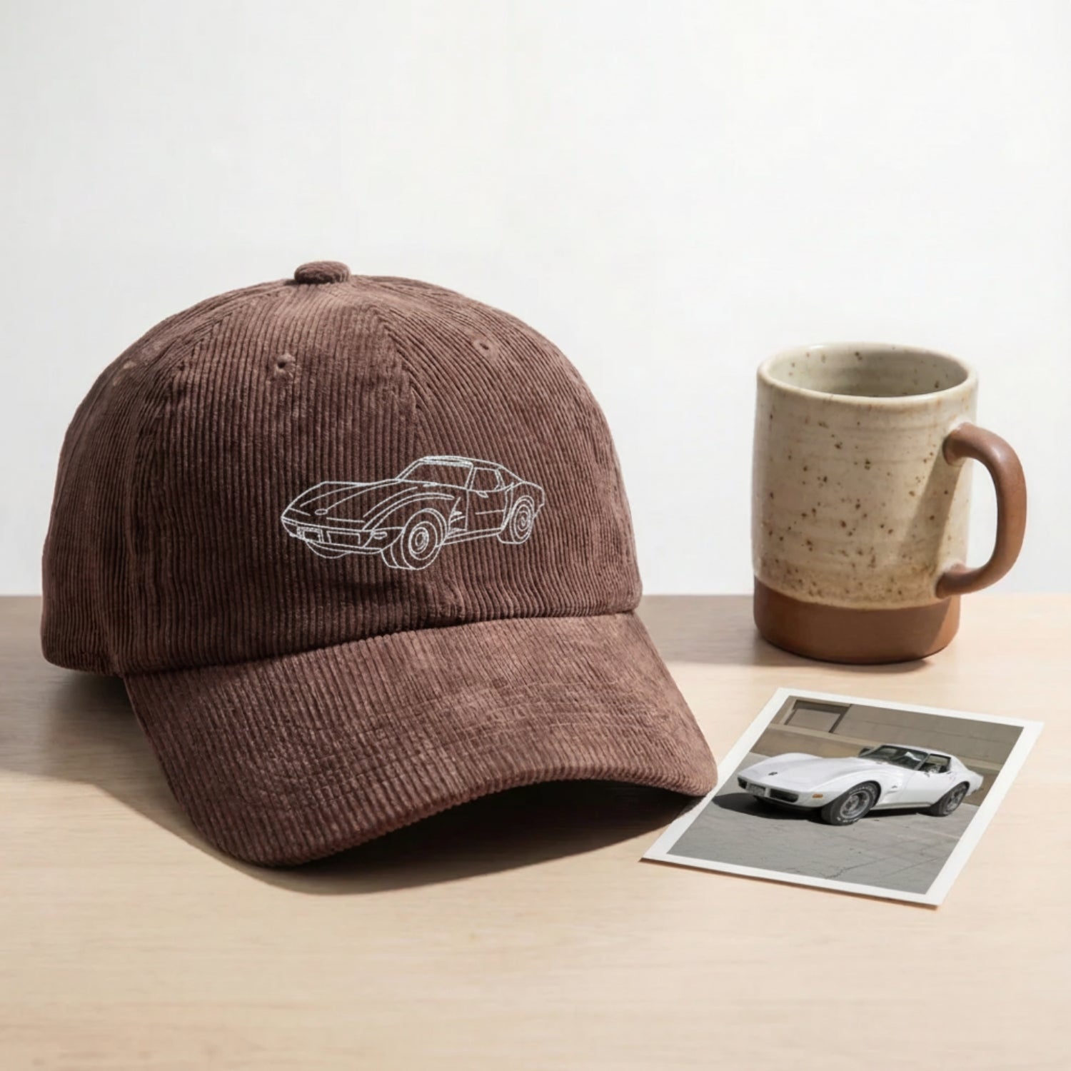Custom Car Portrait Hat - Elegant Line Art Embroidered Cap