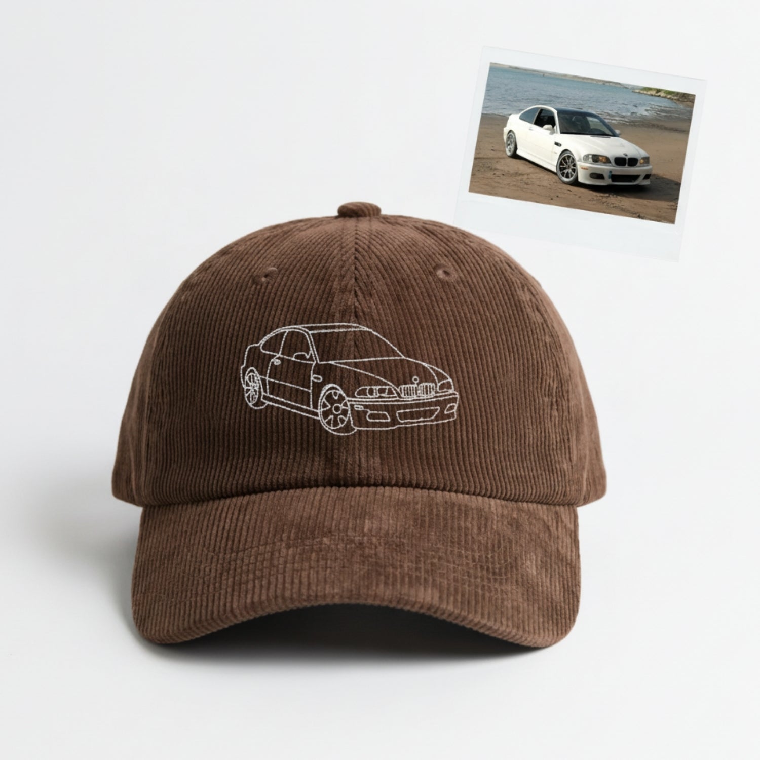 Custom Car Portrait Hat - Modern Line Art Embroidered Dad Cap