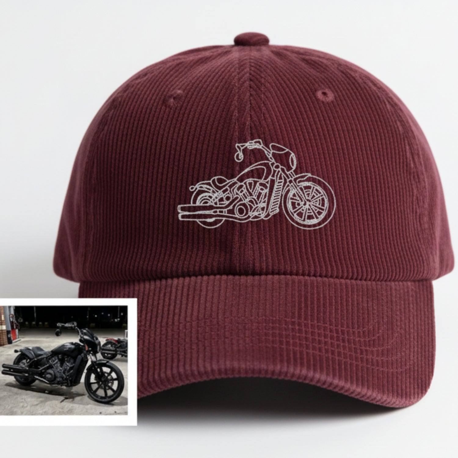 Custom Car Portrait Hat - Modern Line Art Embroidered Dad Cap
