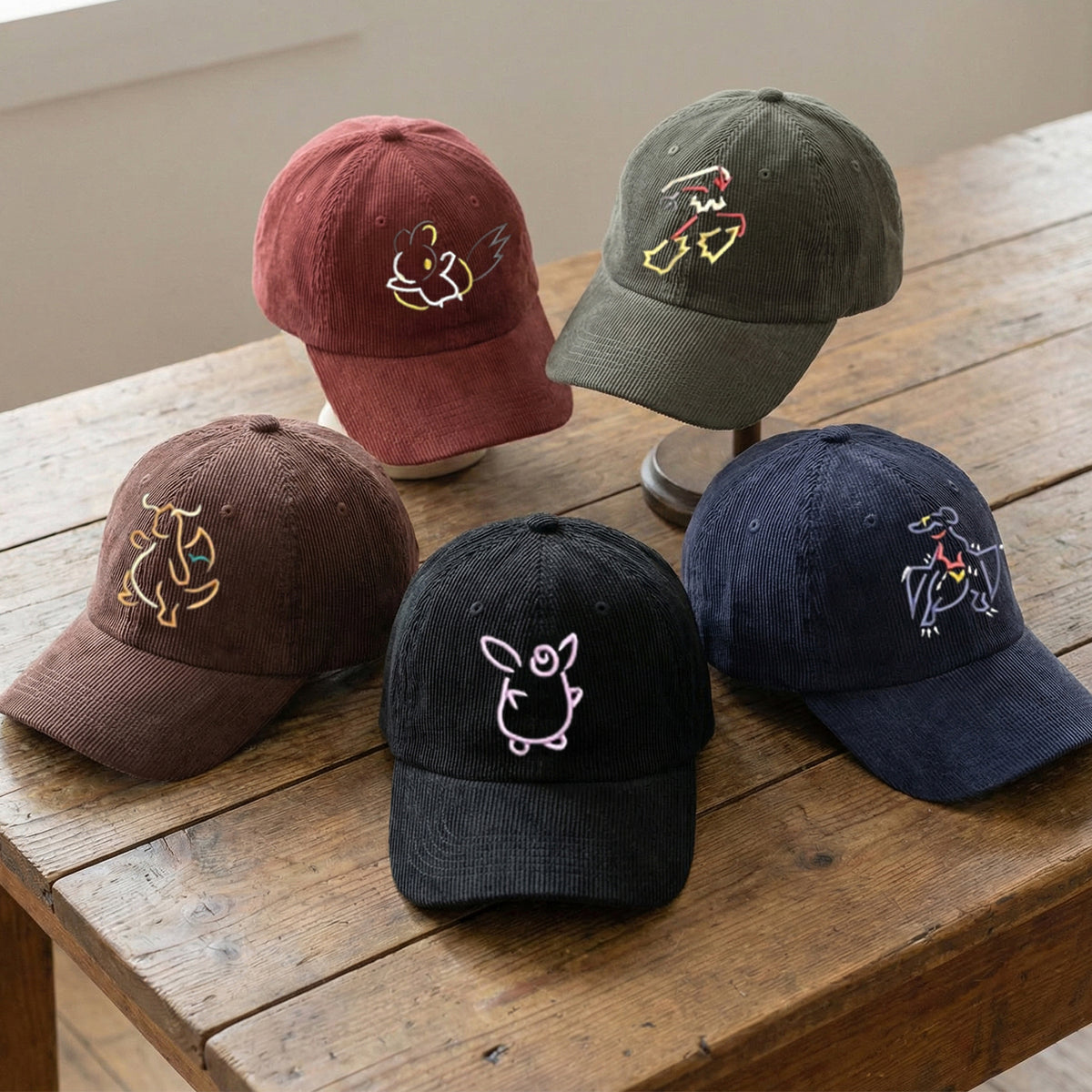 Custom Cartoon-Inspired Character Embroidered Hat – Personalized Corduroy Dad Cap