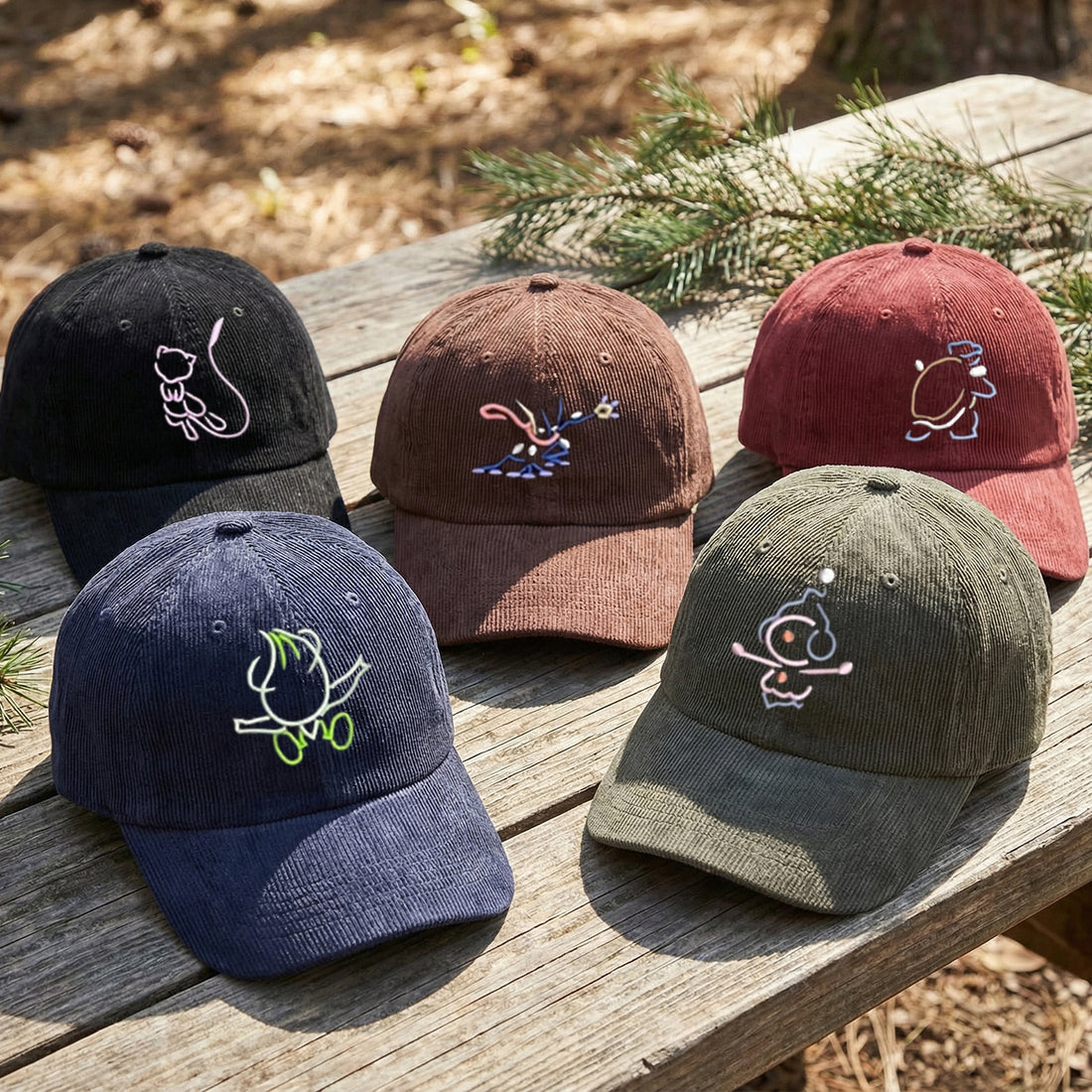 Custom Cartoon-Inspired Character Embroidered Hat – Personalized Corduroy Dad Cap