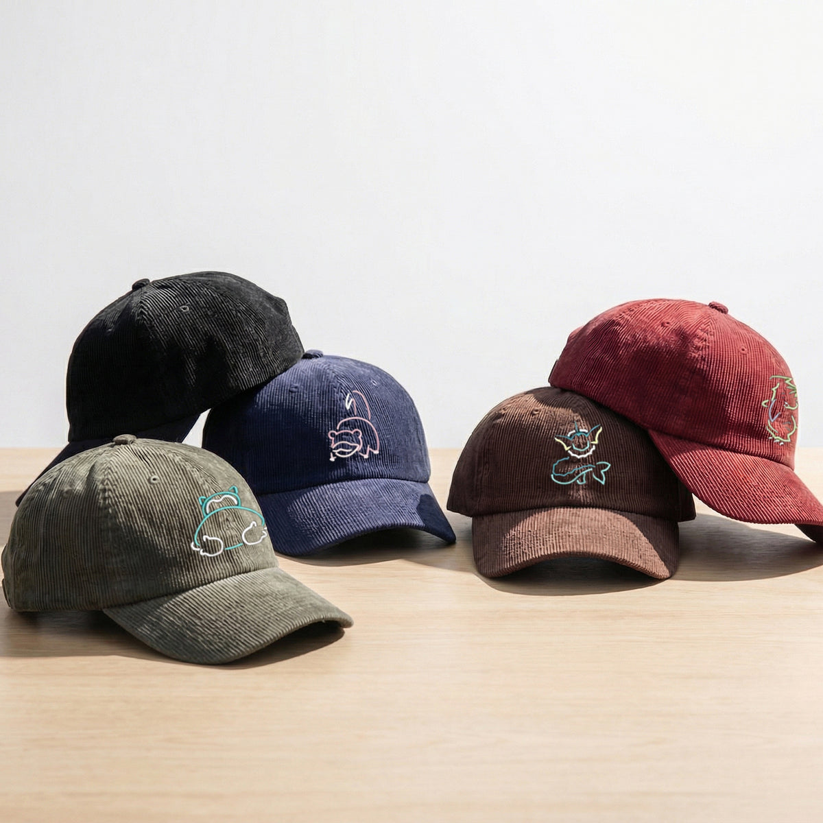 Custom Cartoon Character Embroidery Hat – Soft Corduroy Baseball Cap, Personalized Gift