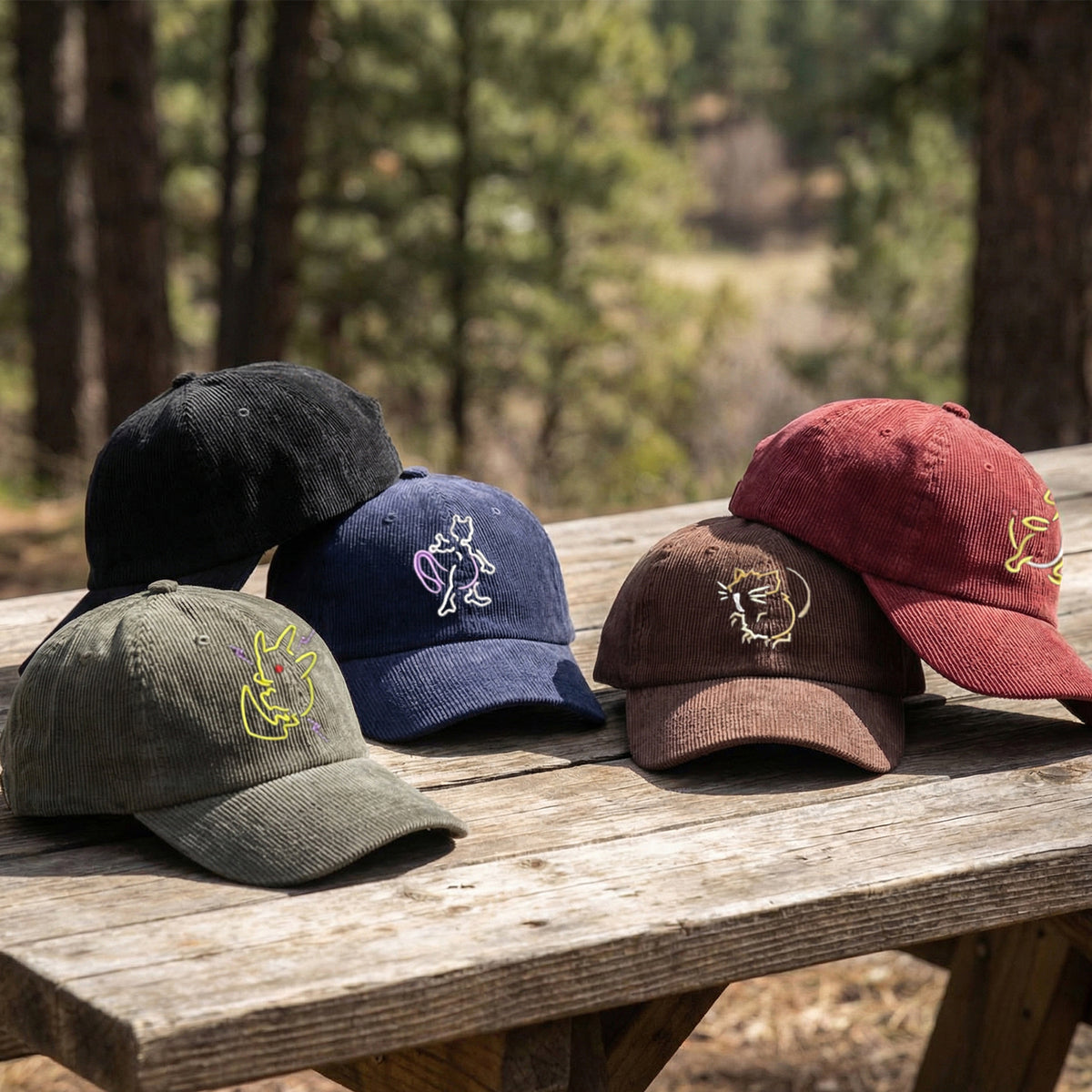 Custom Cartoon Character Embroidery Hat – Soft Corduroy Baseball Cap, Personalized Gift