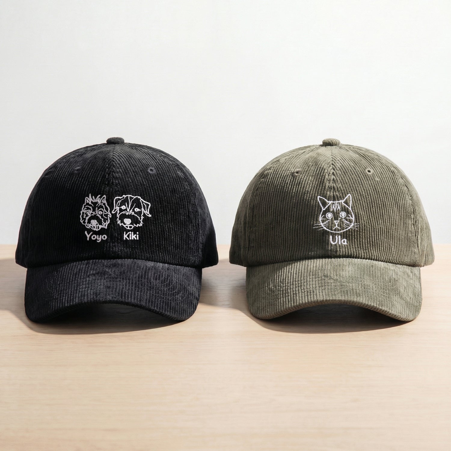 Custom Line Art Cat Hat - Minimal Outline Embroidered Cat Cap