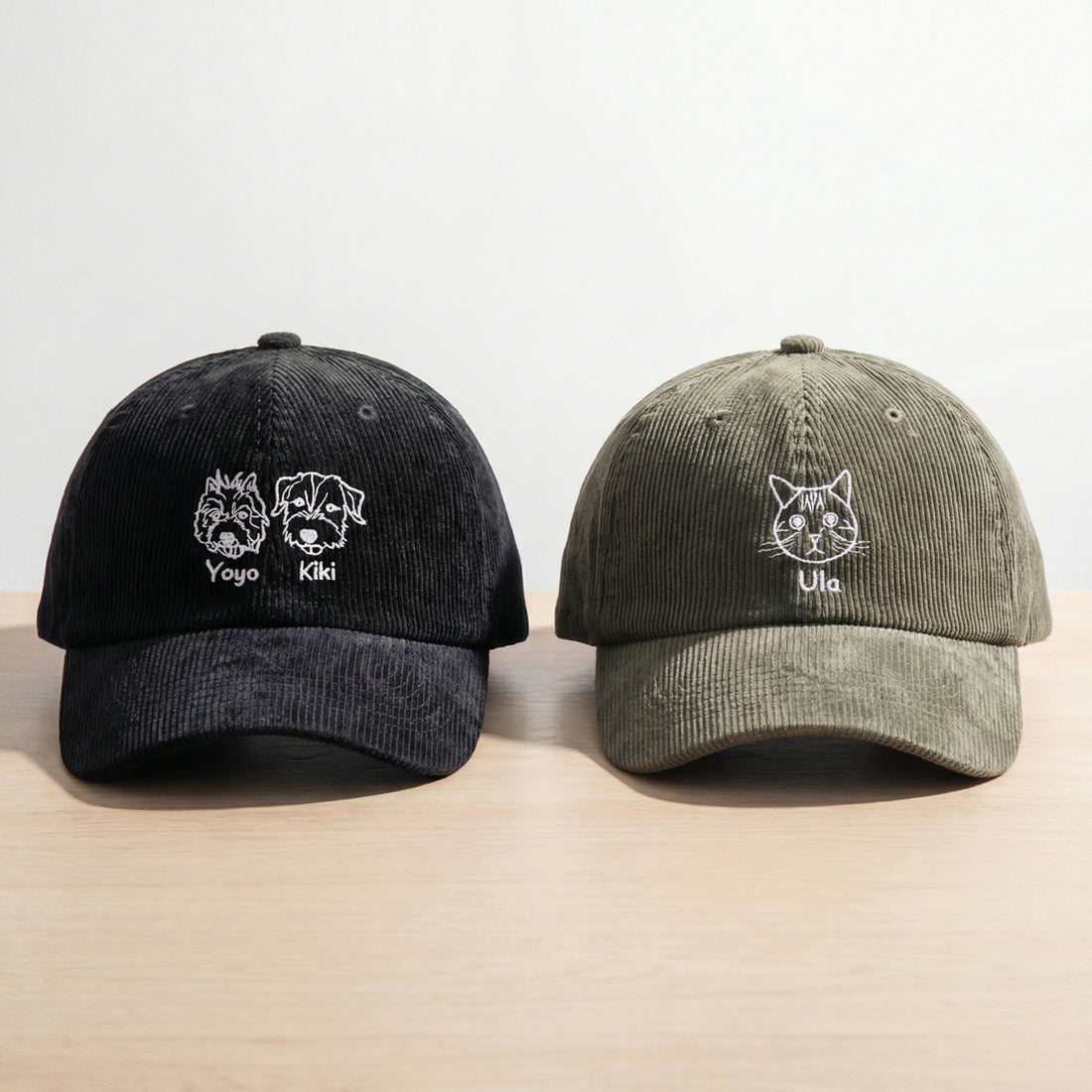 Elegant Line Art Cat Hat - Custom Minimal Embroidered Cat Cap