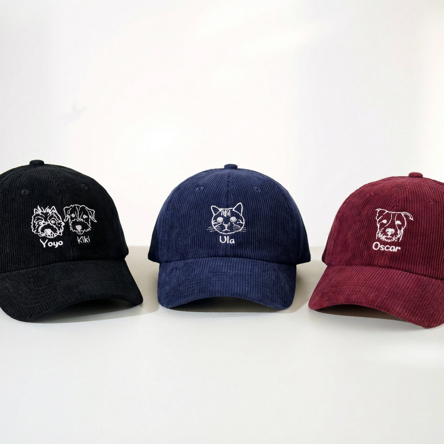Custom Line Art Cat Hat - Minimal Outline Embroidered Cat Cap