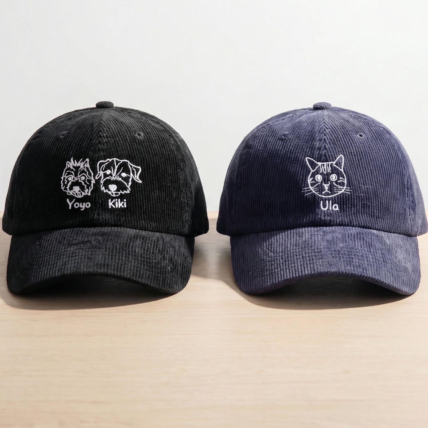 Custom Line Art Cat Hat - Minimal Outline Embroidered Cat Cap