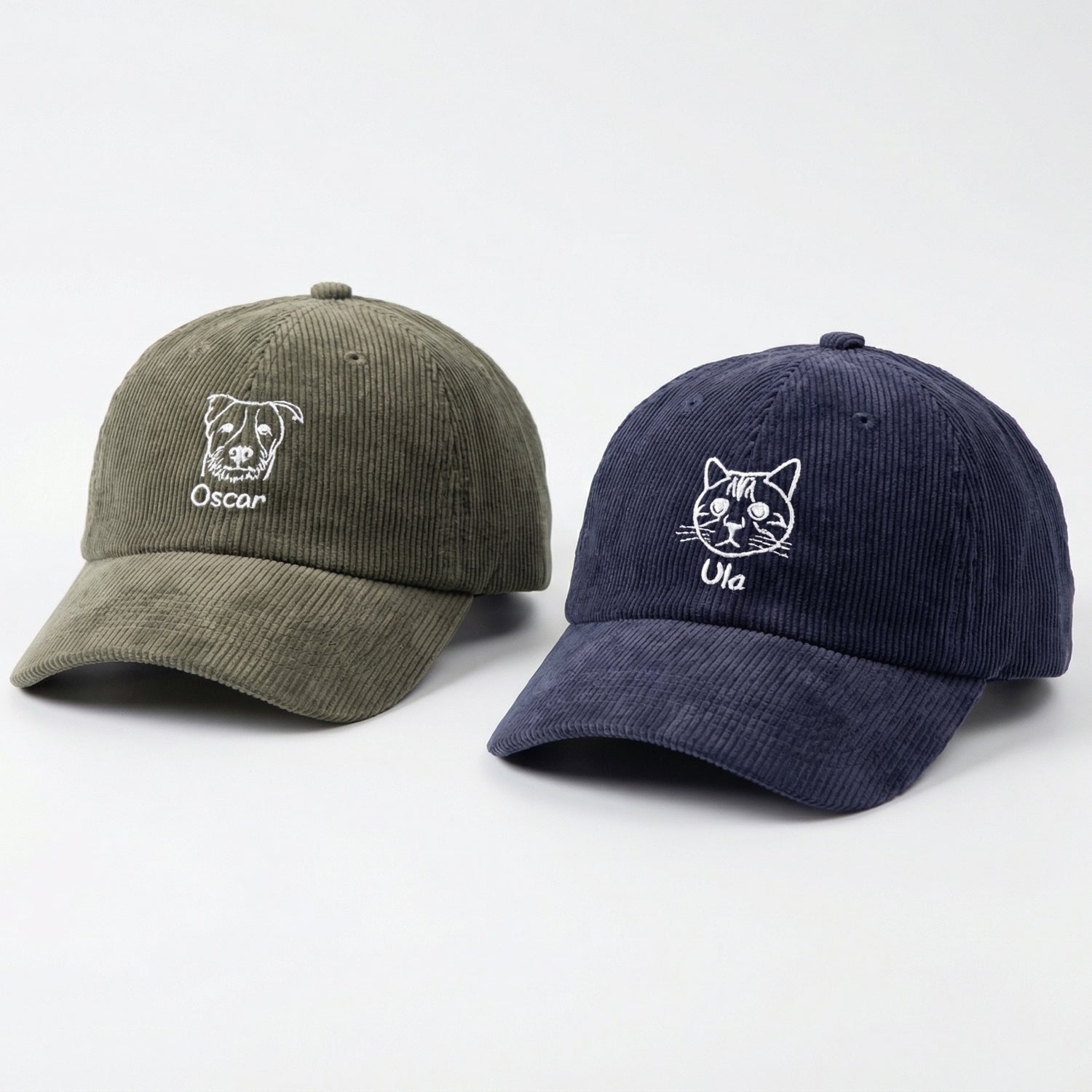 Elegant Line Art Cat Hat - Custom Minimal Embroidered Cat Cap