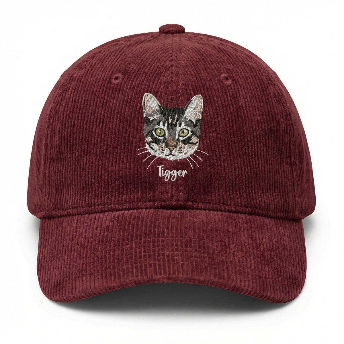 Custom Cat Portrait Hat - Personalized Embroidered Cat Photo with Name