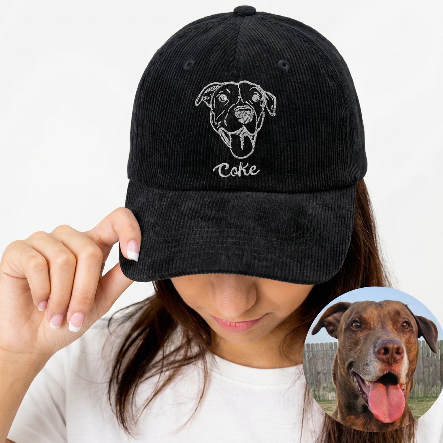 Personalized Line Art Dog Hat - Custom Minimal Embroidered Dog Cap