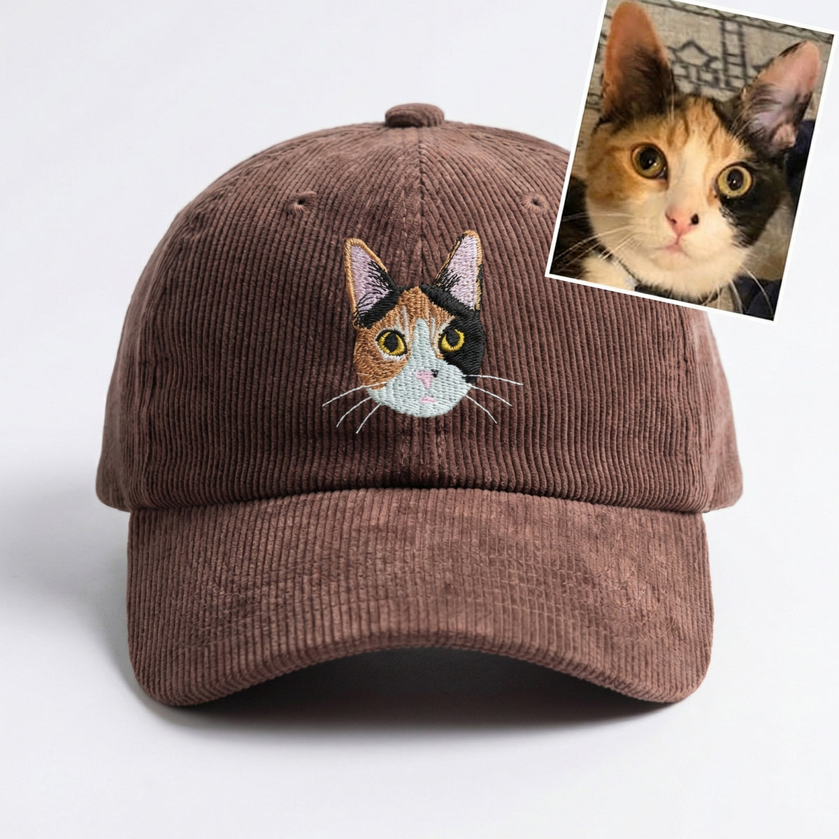 Custom Cat Portrait Hat - Personalized Embroidered Cat Face Dad Cap